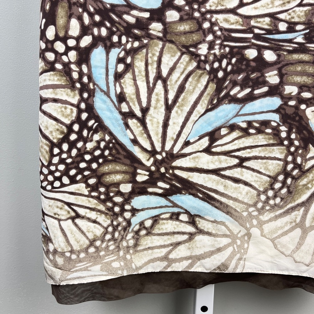 Vintage Etcetera Silk Dress Womens 4 Brown Blue Butterfly Wing Fairycore Y2K - Picture 4 of 8
